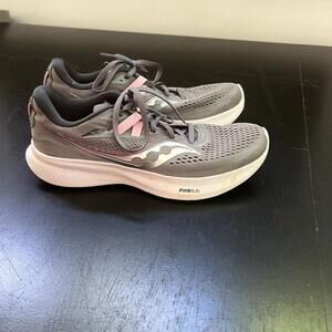 Saucony Gray and Pink Athletic Shoes with Mesh Upper
